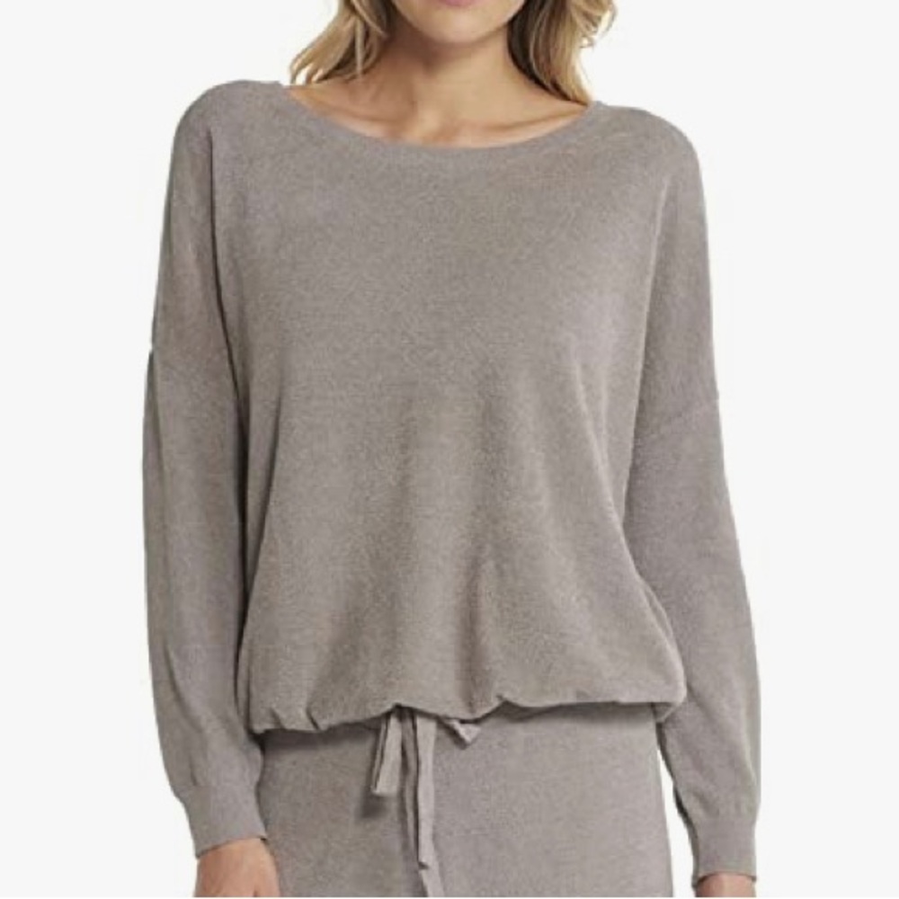BAREFOOT DREAMS sz L CozyChic Ultra Lite Slouchy Pullover in Gray Skies